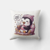 愛らしい漫画ペンギン：居心地の良い、かわいいの雰囲気 クッション (裏面)