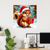 愛らしい漫画リス ポスター (ホームオフィス)