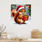 愛らしい漫画リス ポスター (キッチン)