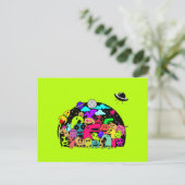 愛らしい漫画宇宙エイリアンキャラクター ポストカード (スタンド正面)