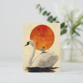 愛らしい灰色のネズミが白鳥に乗る|過去記事 ポストカード (スタンド正面)