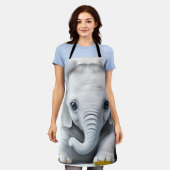 愛らしい灰色のベビー象 エプロン (着用した状態)