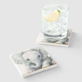 愛らしい灰色のベビー象 ストーンコースター