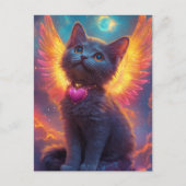 愛らしい灰色の天使の子猫 ポストカード (正面)