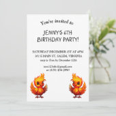 愛らしい炎の漫画ベビーフェニックス誕生日 招待状 (スタンド正面)