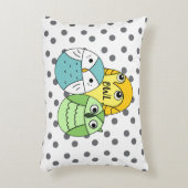 愛らしい点フクロウの子供の白 アクセントクッション (正面(垂直))