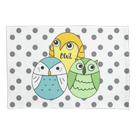愛らしい点フクロウ白い子供 枕カバー