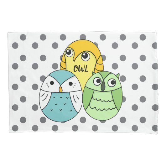 愛らしい点フクロウ白い子供 枕カバー (正面)