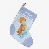 愛らしい熊の友人3人 スモールクリスマスストッキング (正面 (吊り時))