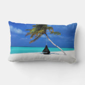 愛らしい熱帯ビーチ,砂,ヤシ ランバークッション (裏面)