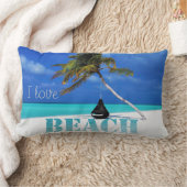 愛らしい熱帯ビーチ,砂,ヤシ ランバークッション (ブランケット)