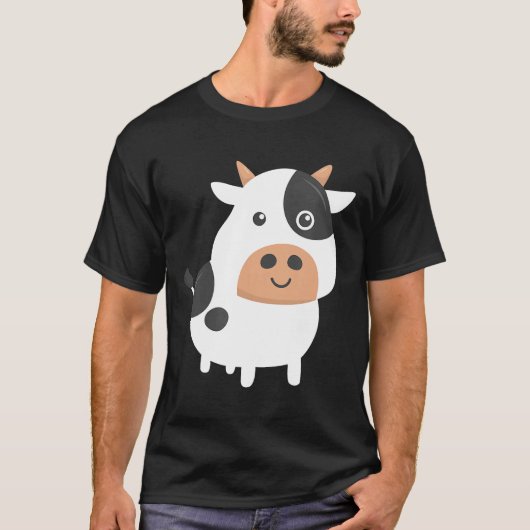 愛らしい牛と可愛い子牛 Tシャツ (正面)