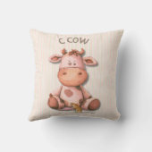 愛らしい牛の子供部屋デザインとC牛アクセント クッション (裏面)