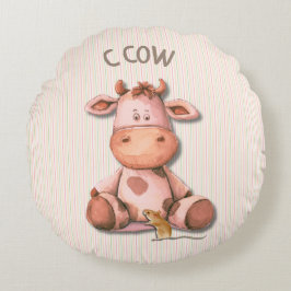愛らしい牛の子供部屋デザインとC牛アクセント ラウンドクッション
