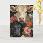 愛らしい牛の花すべての行事 カード (黄色い花)