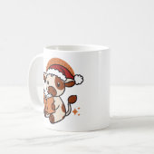 愛らしい牛の読クリスマス コーヒーマグカップ (正面左)