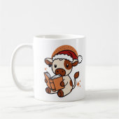 愛らしい牛の読クリスマス コーヒーマグカップ (左)