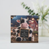 愛らしい牛の農場をテーマにした妊娠の発表 招待状 (スタンド正面)