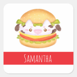 愛らしい牛ハンバーガー スクエアシール