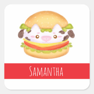 愛らしい牛ハンバーガー スクエアシール