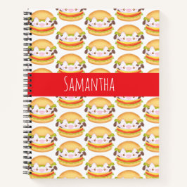 愛らしい牛ハンバーガー ノートブック