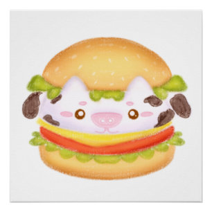 愛らしい牛ハンバーガー ポスター