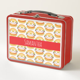 愛らしい牛ハンバーガー メタルランチボックス