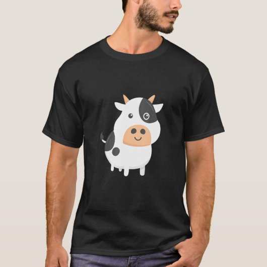 愛らしい牛 かわいい赤ちゃん子牛 Tシャツ (正面)