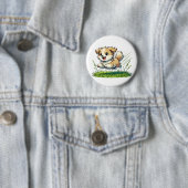 愛らしい犬が喜び走で 缶バッジ (インサイチュ)