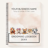 愛らしい犬たちと花冠、水彩ベージュ ノートブック (正面)