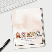愛らしい犬たちと花冠、水彩ベージュ ノートブック