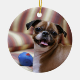 愛らしい犬とお気に入りのボール セラミックオーナメント