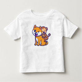 愛らしい犬と猿の漫画デュオ トドラーTシャツ