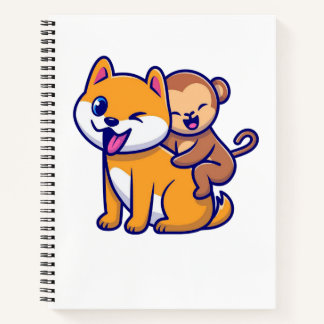 愛らしい犬と猿の漫画デュオ ノートブック