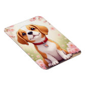 愛らしい犬と花 マグネット (右側)