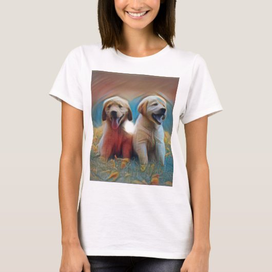 愛らしい犬のアートワーク Tシャツ (正面)