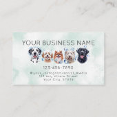 愛らしい犬のグルーミング、水色の緑 名刺 (裏面)