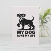 愛らしい犬のシルエットデザイン「愛犬が私の人生を走る」アート シーズンカード (スタンド正面)
