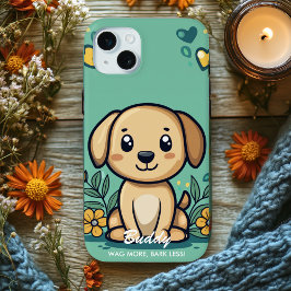 愛らしい犬のバイブよくはしゃぐ- & Cozyチャーム iPhone 15 Miniケース