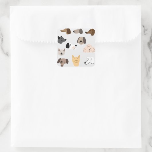 愛らしい犬のパターンイラストレーション スクエアシール (バッグ)