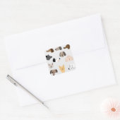 愛らしい犬のパターンイラストレーション スクエアシール (封筒)