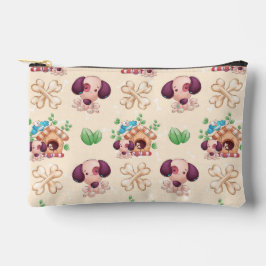 愛らしい犬の柄 アクセサリーポーチ