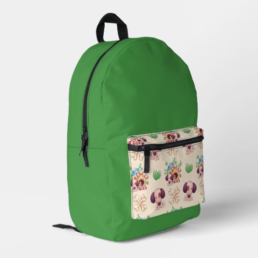 愛らしい犬の柄 プリントバックパック (裏面左端)