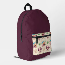 愛らしい犬の柄 プリントバックパック