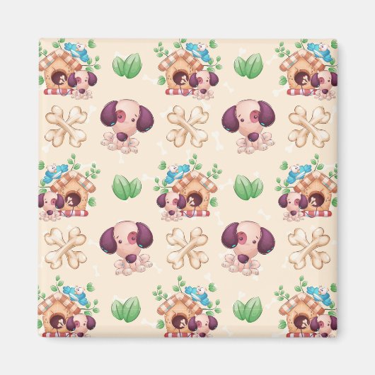 愛らしい犬の柄 マグネット (正面)