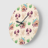 愛らしい犬の柄 ラージ壁時計 (傾斜)