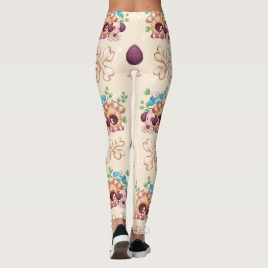 愛らしい犬の柄 レギンス (裏面)