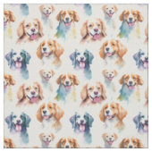 愛らしい犬の水彩画 ファブリック (見本)