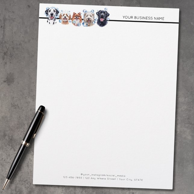 愛らしい犬の泡と水色 レターヘッド (クリエイターアップロード済み)