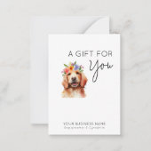 愛らしい犬の花水色グルーミングギフトカード ノートカード (正面)